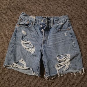 Levi's Ripped Denim Jean Shorts